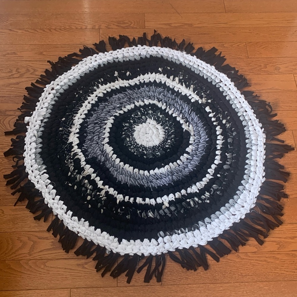 Handmade upcycled fabric rug